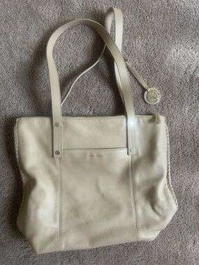 Leather Tote Bag in Cream by